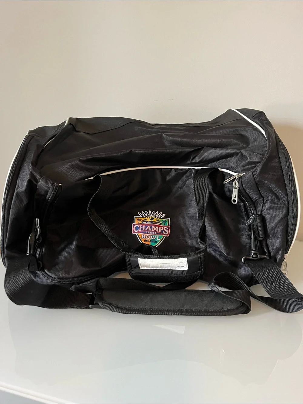 Nike Black Duffel Bag with Champs Bowl Patch